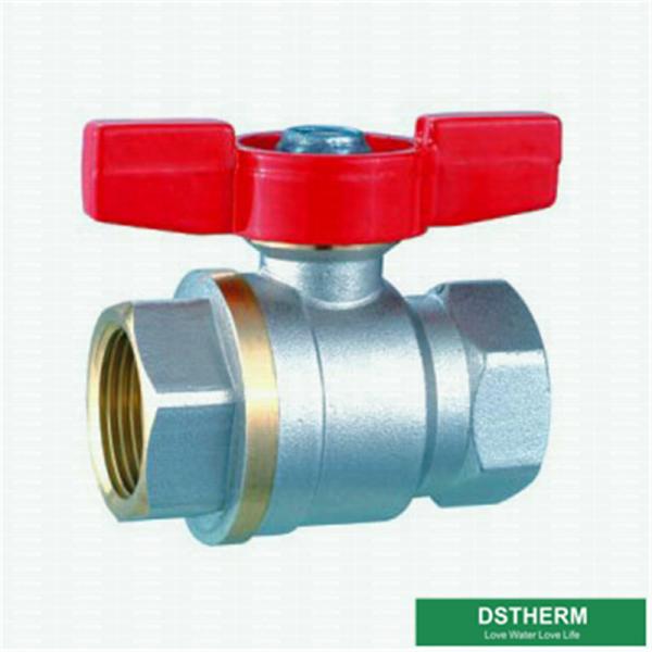 CW617N Forged Brass Ball Valve Butterfly Handle Double Female Threaded  Brass Ball Valve