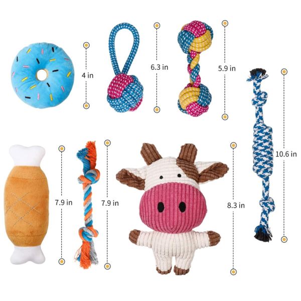 Cat Sound Plush Toy Set Silicone Rope Interactive Plush Dog Toys