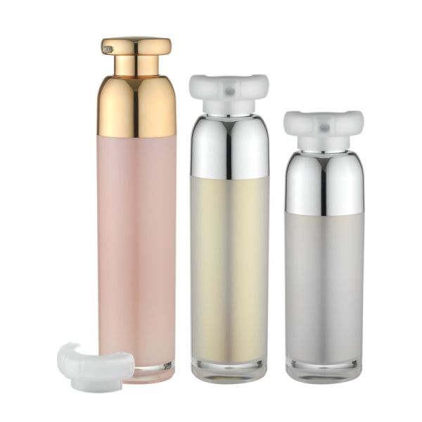 30ml 40 1.7 Oz Round Pump Bottle Big Collar SAN Airless Cosmetic Packaging