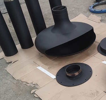 Suspended wood burning black paint decorative rooftop fireplace indoor steel custom