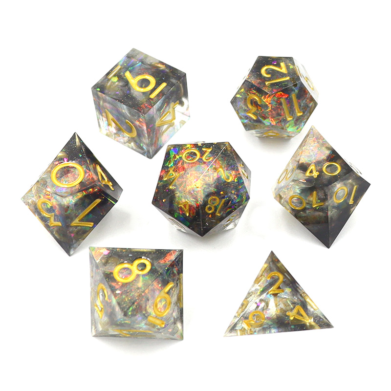 Custom Logo Liquid Core Resin Dice Set 14MM-20MM Polyhedral DND Dice for RPG Games