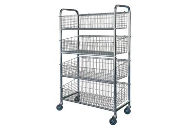 Cremalheira comercial móvel vegetal do armazenamento do shelving do fio com as 4 cestas da prateleira