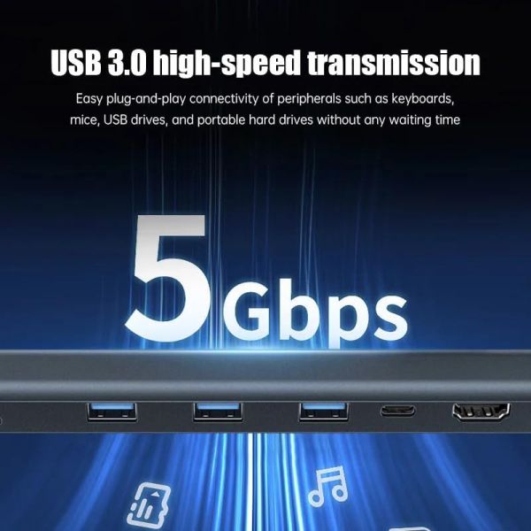 USB 3.1 Interface Type 10 In 1 Type C Hub For High Speed Data Transfer And Charging