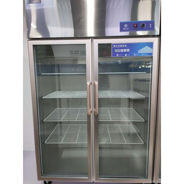 Commercial Glass Door Refrigerator Stainless Steel Upright Display Freezer
