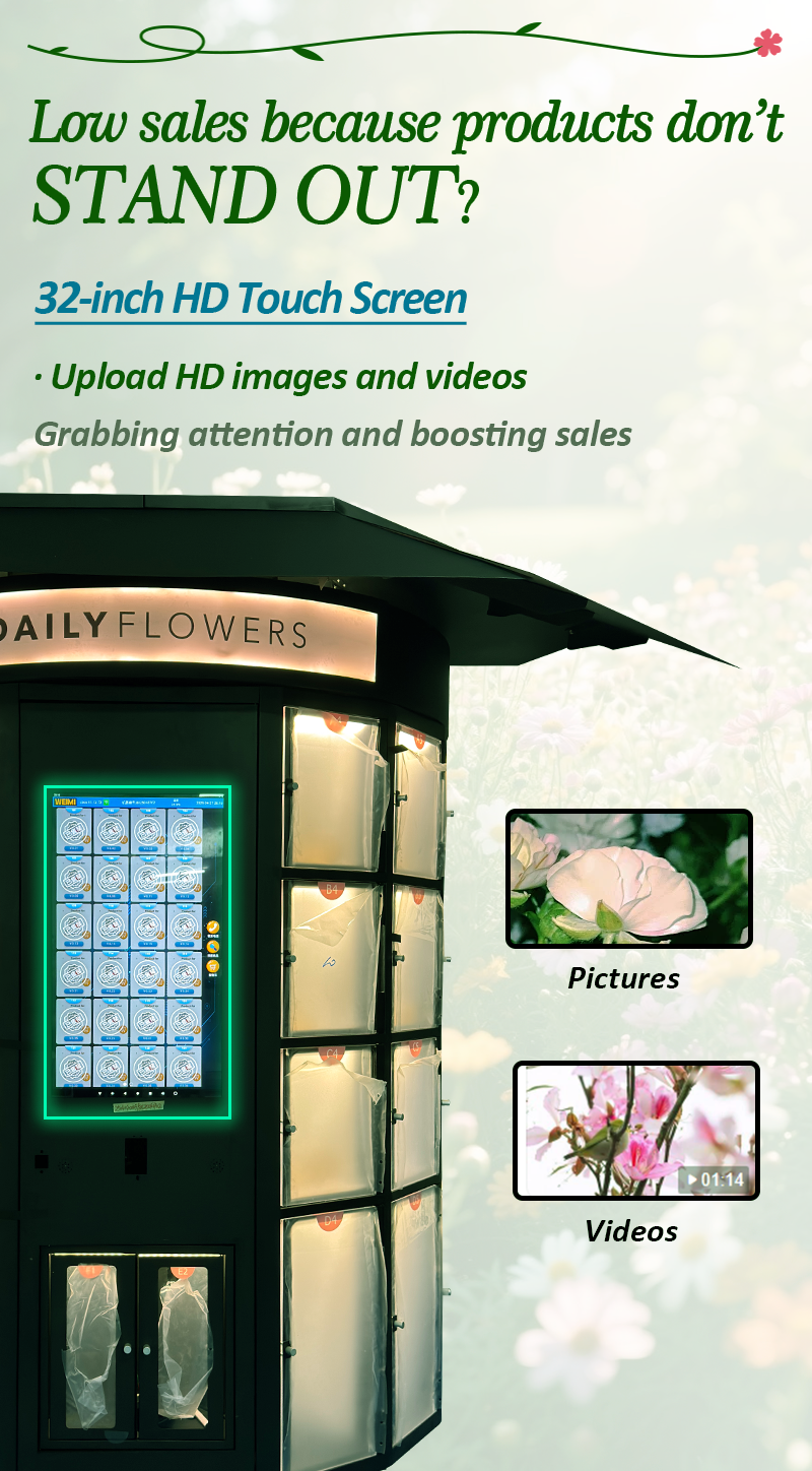 WEIMI Out Door Flower Vending Machine with Smart Cooling, Touch Screen & Inventory Management