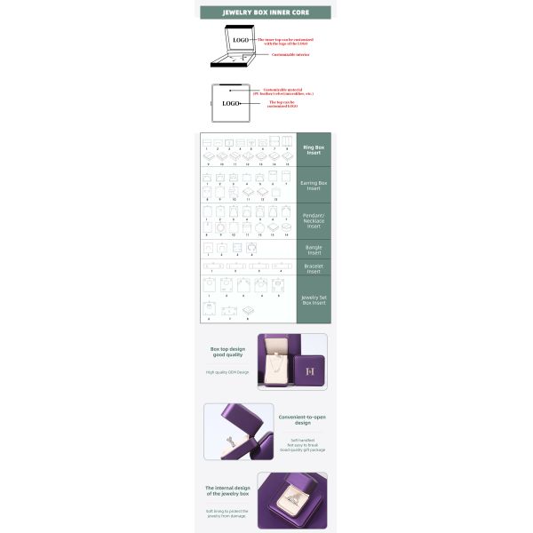 Premium Square Purple Pu Leather Jewelry Box for Jewelry Set