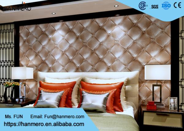 Luxurious Living Room Wallpaper Brown Color with 3D Leather Pattern , 0.53*10M size