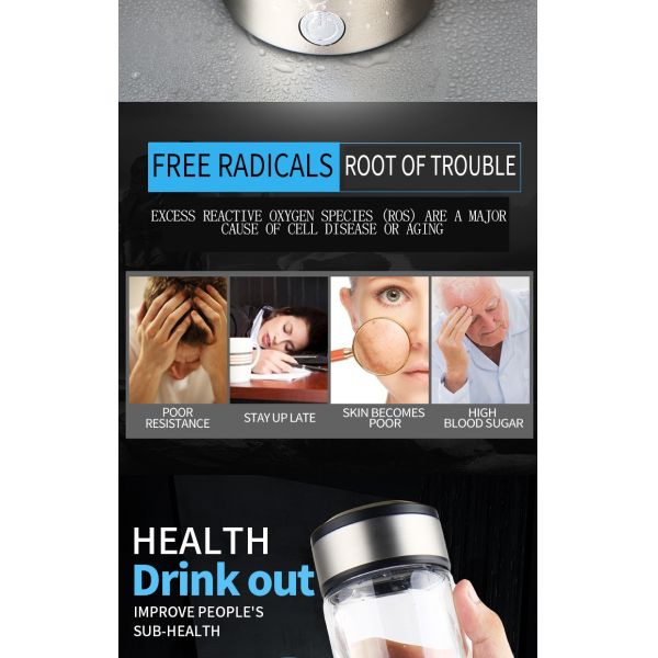 Portable Smart SPE Rechargeable Hydrogen Rich Water Bottle Generator