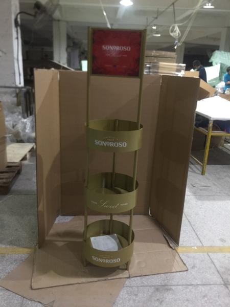 AT-0176 3 Tier Metal Rotating Display Stand With Branding Area Space Saving