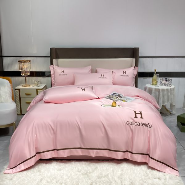 Customized Washed Silk Embroidery Sheet Sets for Luxury Satin Silk Bedding ADS04