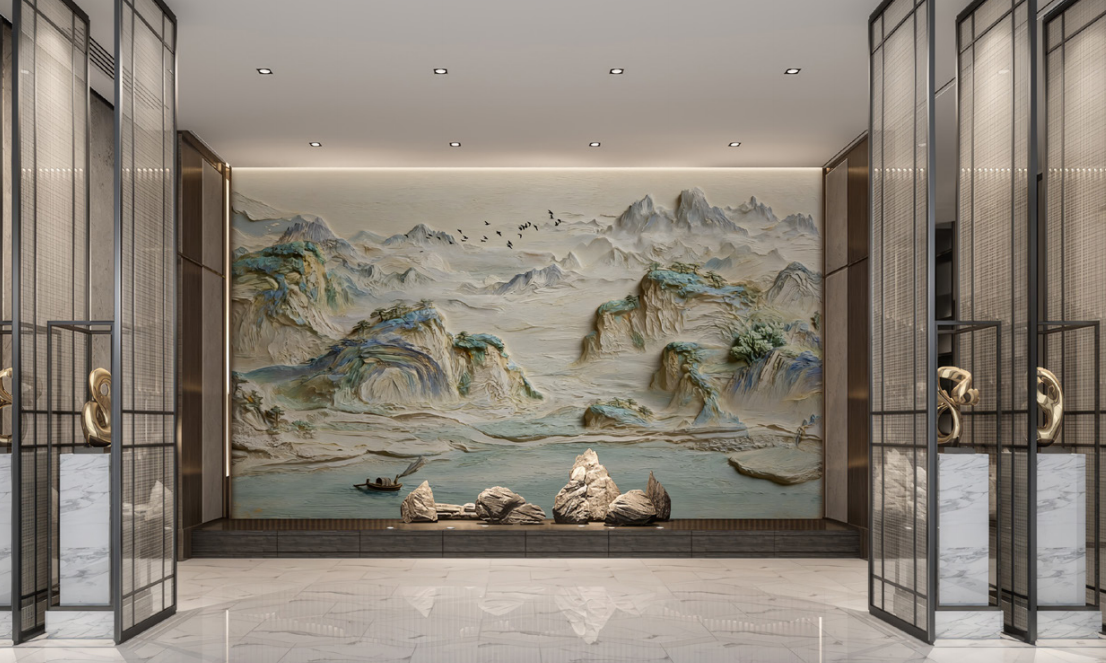 3D Relief PVC Wall Panel Waterproof Lifelike Patterns Retail Display