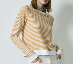 Customizable Pebbled Knit Lightweight Raglan Pullover Striped Pullover Women'S