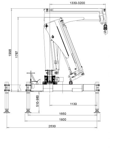 Durable Raise Down Articulated Boom Crane 1400kg For Greening Work