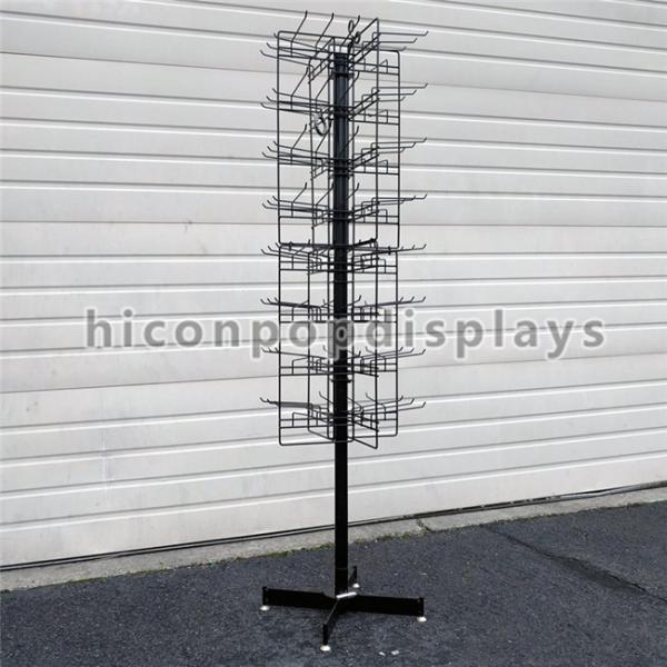 8 Tiered 96 Prongs 65 Long Rotating Display Rack Black Color With Hanging Hook