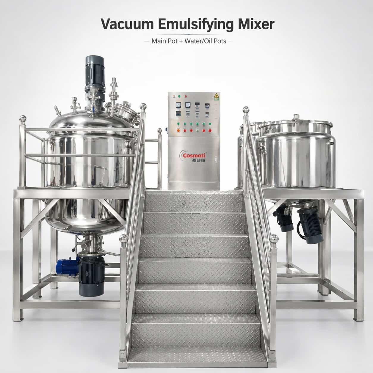 500L Industrial Fixed Vacuum Emulsifier Mixer High Shear Homogenizing Machine