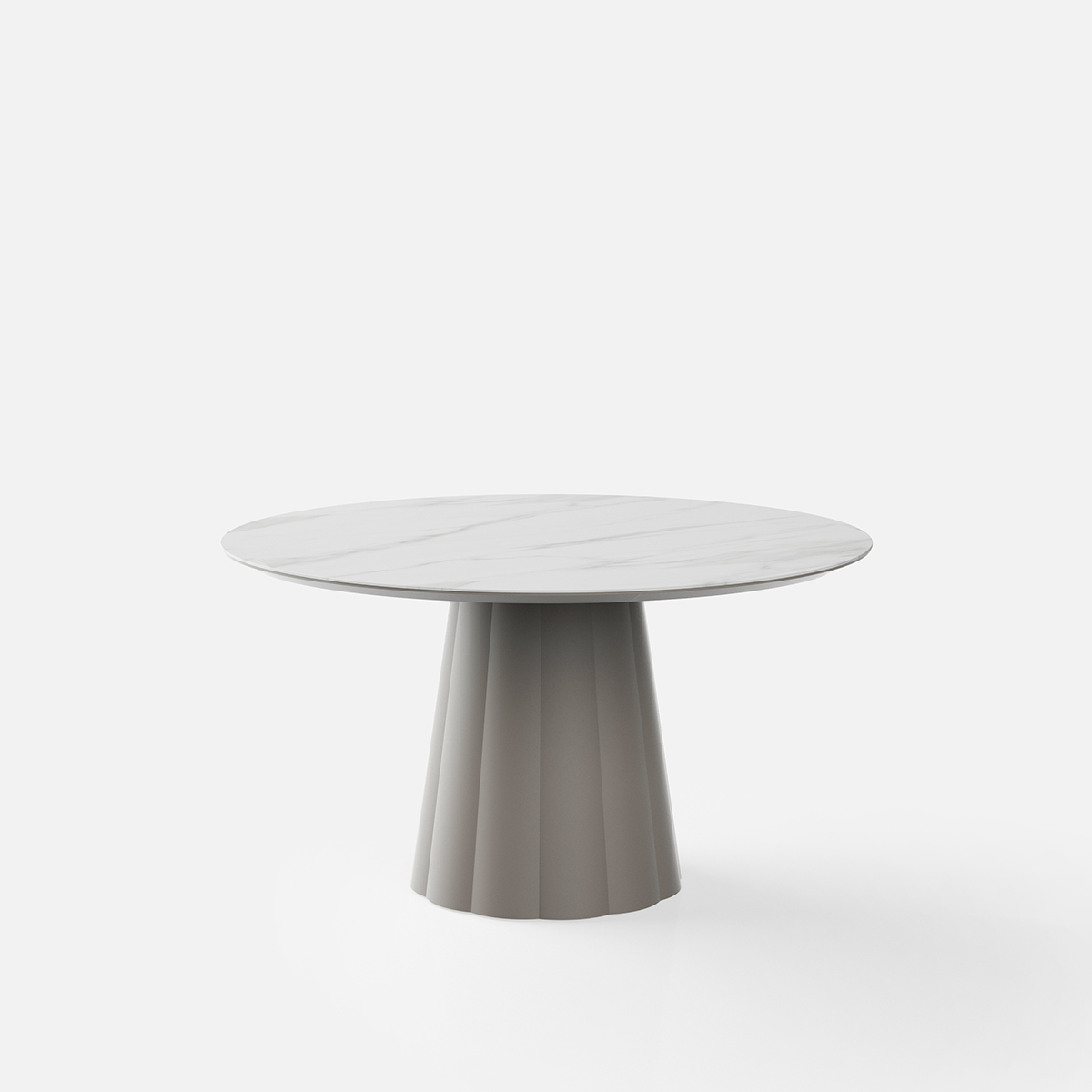 Pumpkin Fluted Base Sintered Stone Round Table ISO9001 Meeting Space Tables