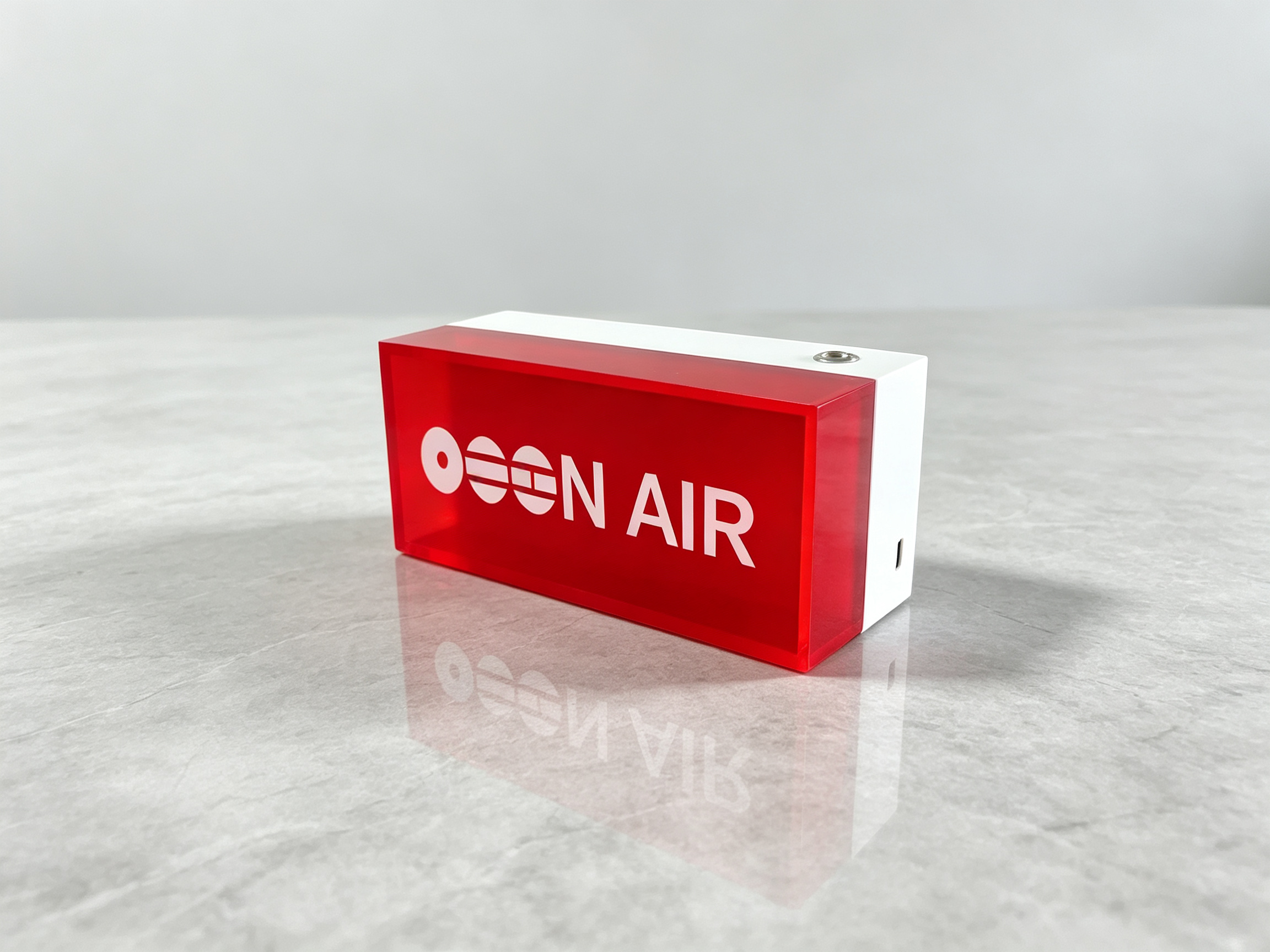 2-in-1 Acrylic Light Box for Desktop & Wall, Semi-Transparent Red Rechargeable Custom LED Display