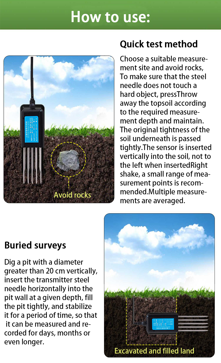 Horizontal Installation Moisture Sensor for Agriculture 7 in 1 USB NPK/PH/EC Temp Analyzer