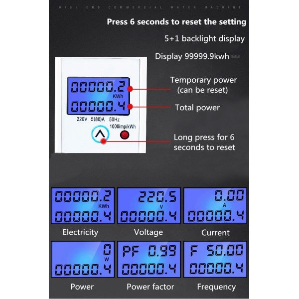 CN36SD AC Single Phase Household/Rental room Watt meter