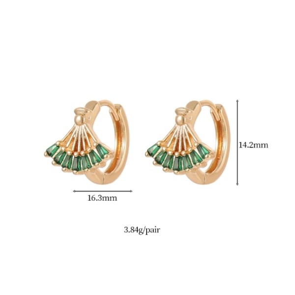 14K Gold Plated Brass 925 Silver Needle Hypoallergenic Women's Earrings Colorful Zircon Earrings Women's Earring Accessories