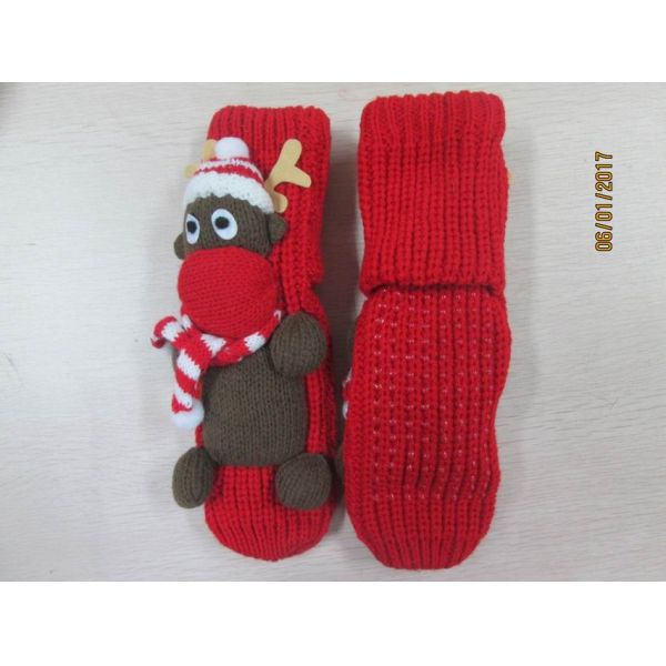 Wholesale Home Girls Floor Slipper Sock Rubber Sole Shoe Socks--100% acrylic-- Sheep Shaun