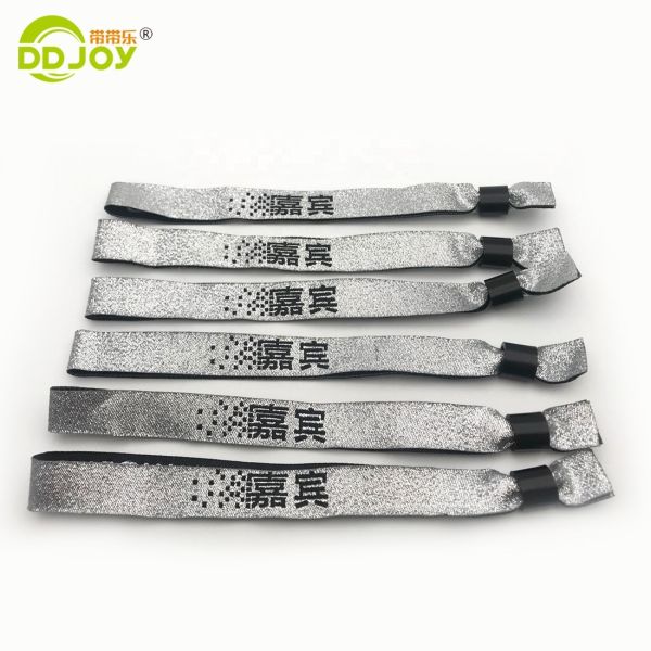 Customize Logo Event Festival Ribbon Satin Woven Bracelet Fabric Wristband with Artwork