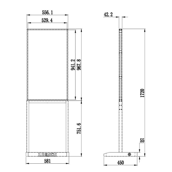 43 дюймовый цифровой экран рекламный видеоплеер двухсторонний вариант 350 нит яркость