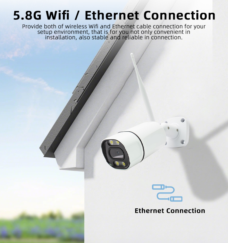 5mp Dual‑band Wifi Bullet Security Camera H.265 Dual‑light Night Vision Ai Human Detection Two‑way Audio Bluetooth Pairing Ip66 Outdoor Surveillance Camera Support Tf Card & Cloud Storage
