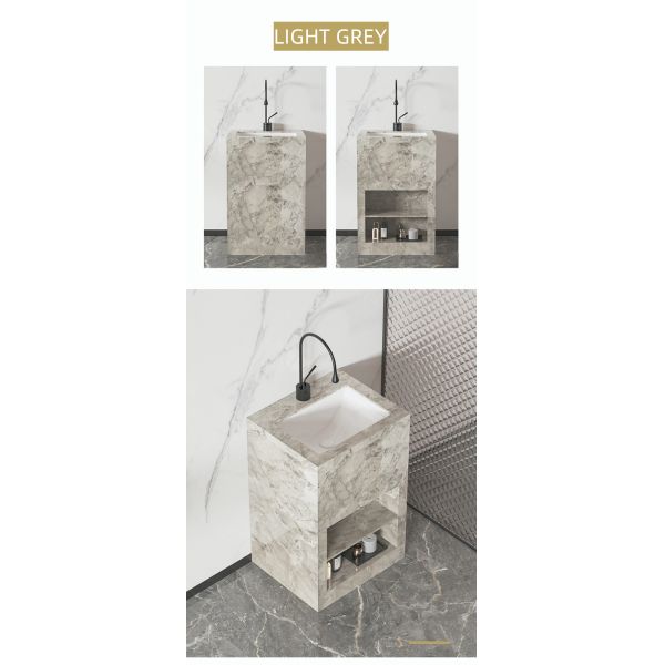 Customized Sintered Stone Full Pedestal Wash Basin Rectangular For Cloakroom