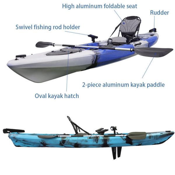 180kgs Single Pelican Sit On Top Blue Fishing Kayak With Paddle 3.96m*0.86m