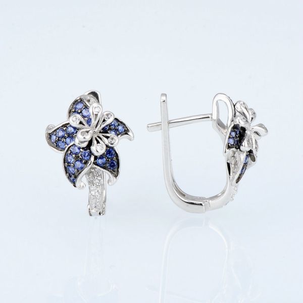 925 Sterling Silver Hoop Earrings Cubic Zirconia Flower Shape Hoop Earrings for Women and Girl