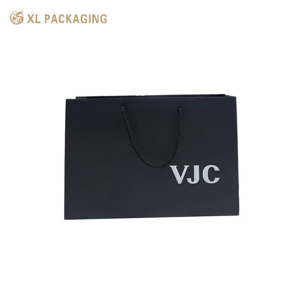 XL Packaging Customized Packaging Black Bag With Own Logo Shopping Paper Gift Bags Business For Shoes And Clothing