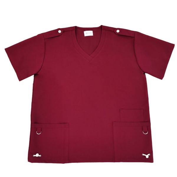 155 GSM LOGO Customized Dull Red Working Clothes For Nurses Doctors Antimicrobial Wrinkle-free