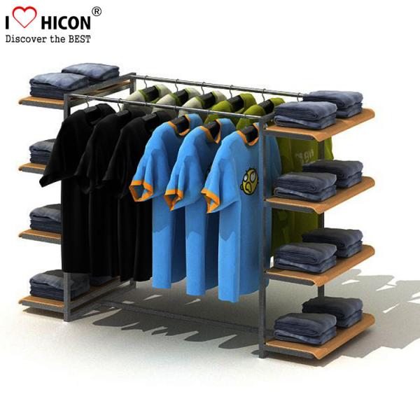 Flooring Gondola Retail Display Shelving Metal 4 - Way Hanging Apparel Display Rack