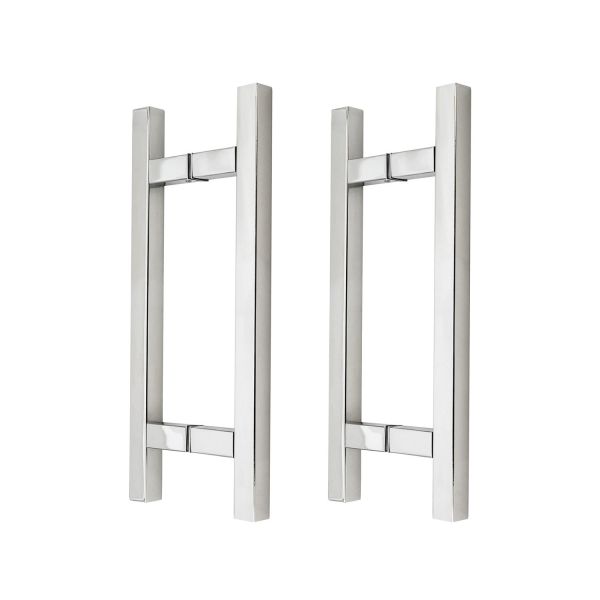 Chinese Design Style CP Finish Commercial H Handle for Frameless Sliding Shower Glass Door Pull Handles