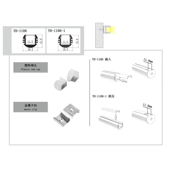 Round LED Aluminum Profile with 6063 T3-T8 Aluminum Alloy Anodized Finish for Customized Length Surface Mounted LED Lighting