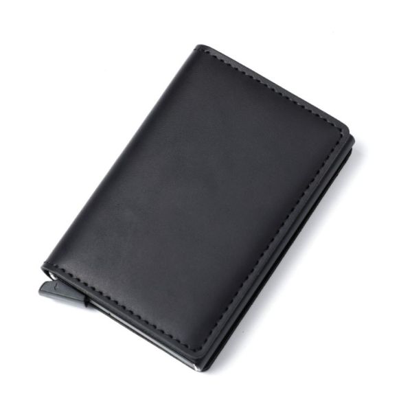 Customized Color Pop Up PU Leather Metal Wallet Blocking Automatic Aluminium Credit Card Holder Custom