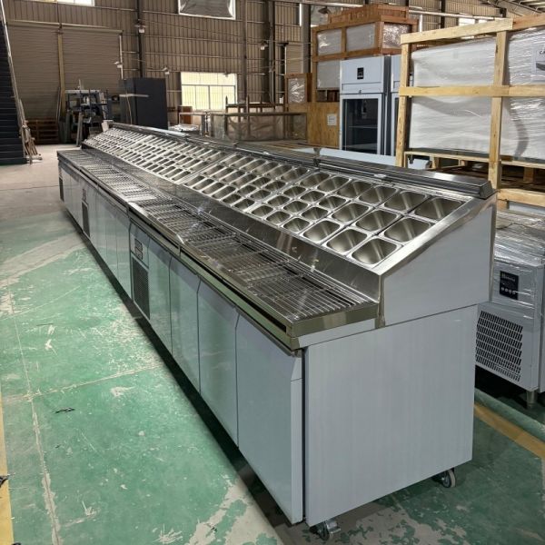 Stainless Steel Undercounter Countertop Pizza Fridge Commercial 4 Doors