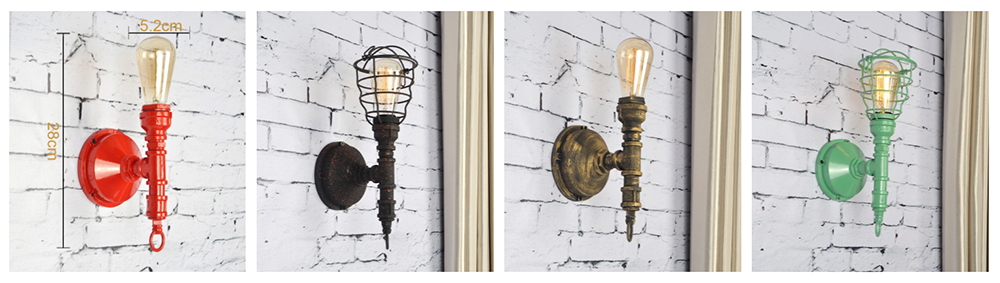 Vintage Industrial Light Bulb Wall Lights With Filament Bulbs Ac95-265v