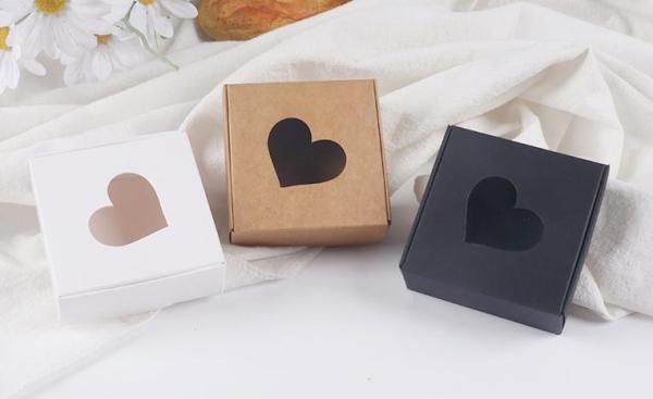Eco Friendly Folding Paper Box With Heart Cut Out Window For Jewelry And Treats