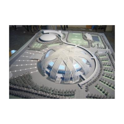 Architectural Model Large Scale Sports Venue with Woven Ribbon Dome LED Lights Landscape for Sports Complex Presentation