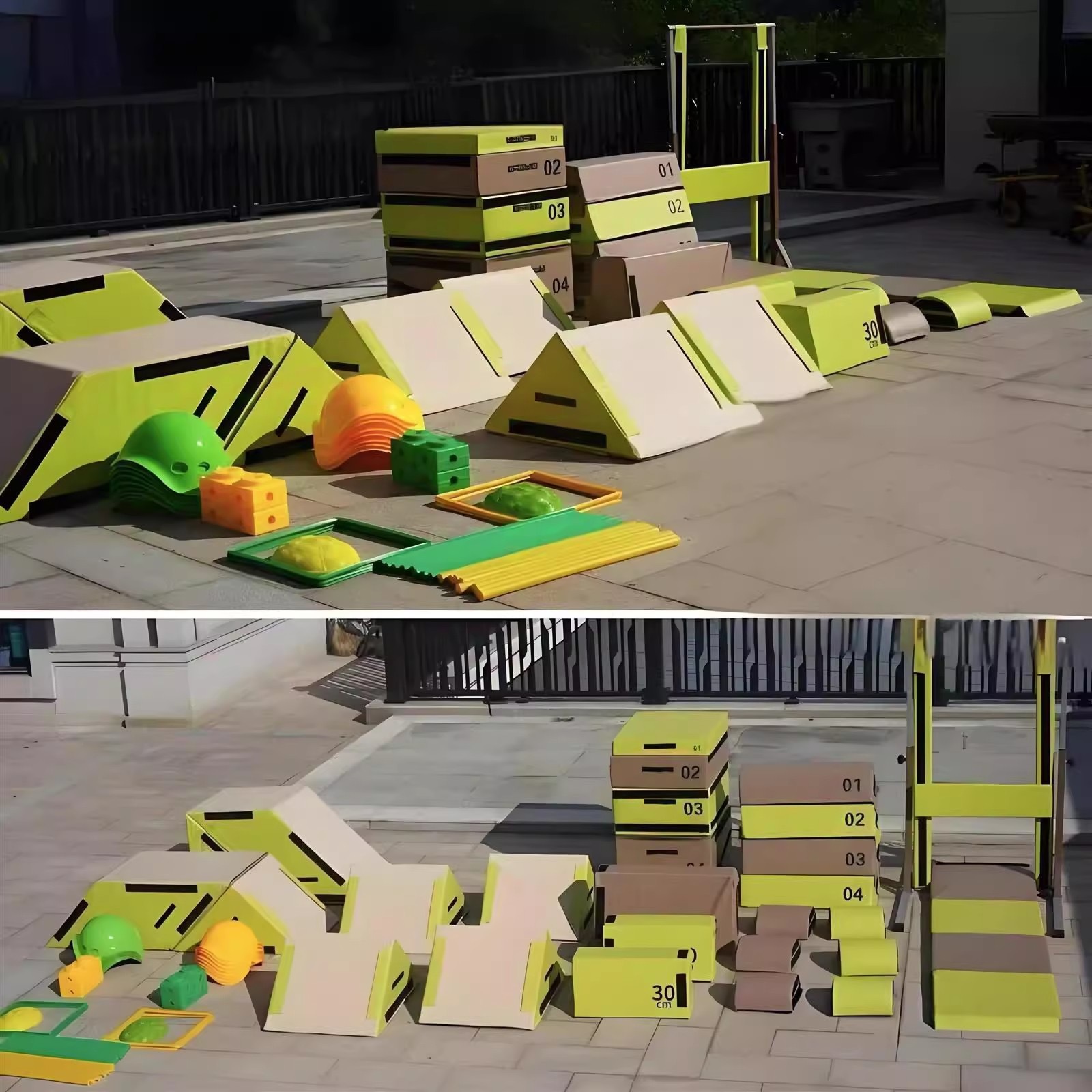 Complete Set of Children's Parkour and Physical Fitness Training Equipment, Sensory Integration Aids, and Parkour Barrier Set