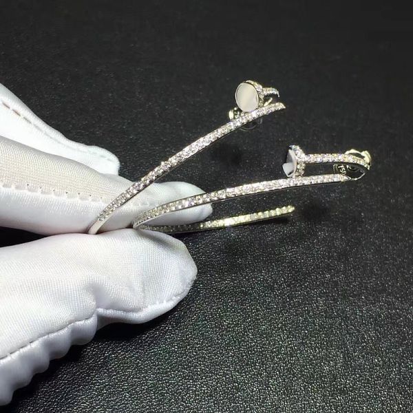 No Gemstone Juste Un Clou Earrings Nail Shape 18K White Gold With Diamonds