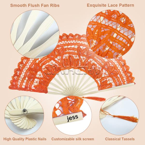Wholesale Perfect for Outdoor Wedding Bridal Fans Bamboo Crafts Folding Fan Wedding Favors Lace Hand Fans