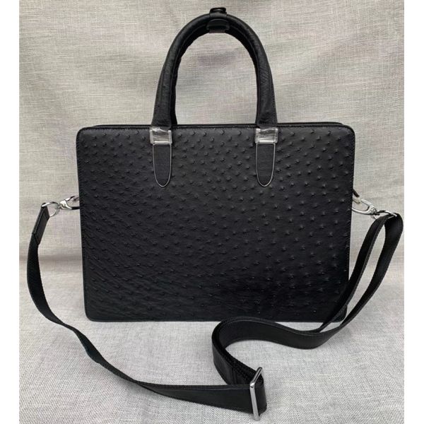 Authentic Real Ostrich Skin Men's Large Briefcase Laptop Purse Bag Genuine Exotic Leather Male Working Portfolio Handbag