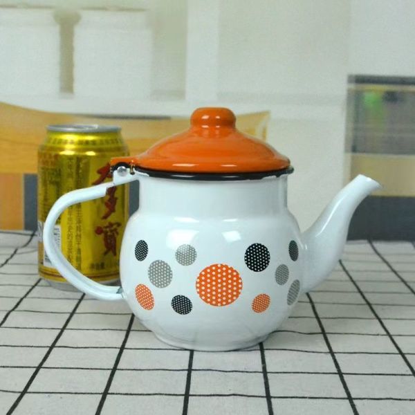 Customized Logo Eco Friendly Enamel Kettle Tea Kettle Home Restaurant Enamelware Tableware Teapot Kettle