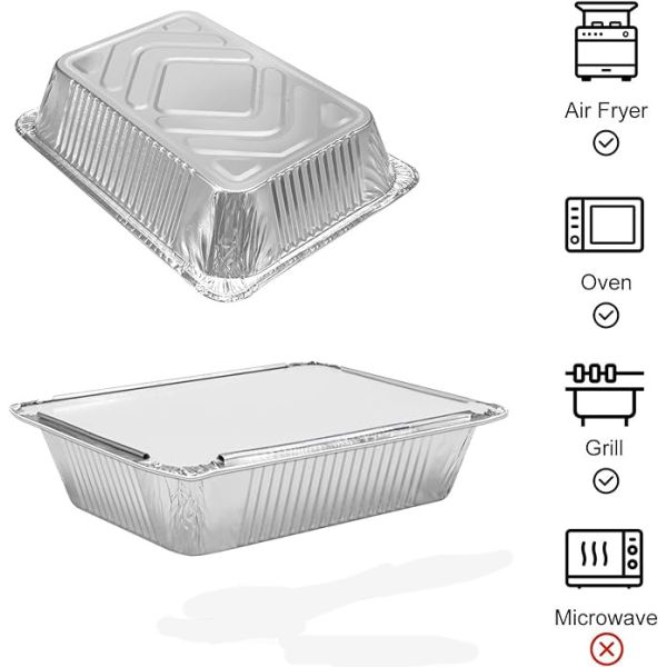 Tin Box Aluminum Foil Container Food Packaging Disposable Cooking Meal Take Away Tray With Lid