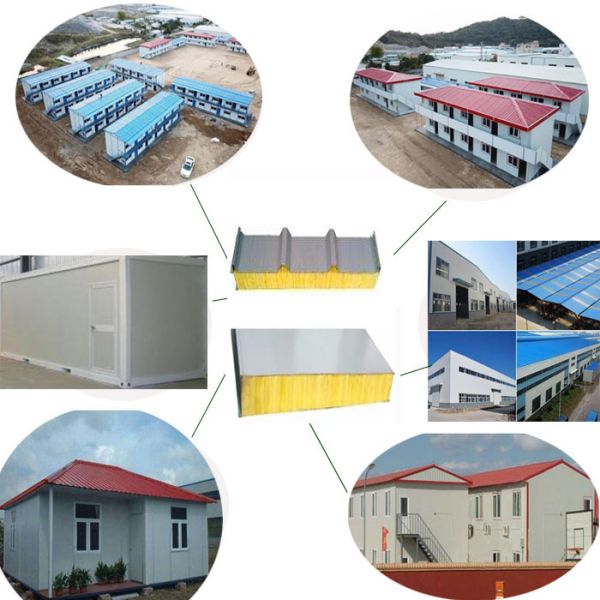 prefabricated building material 50mm glass wool cold room sandwich panel