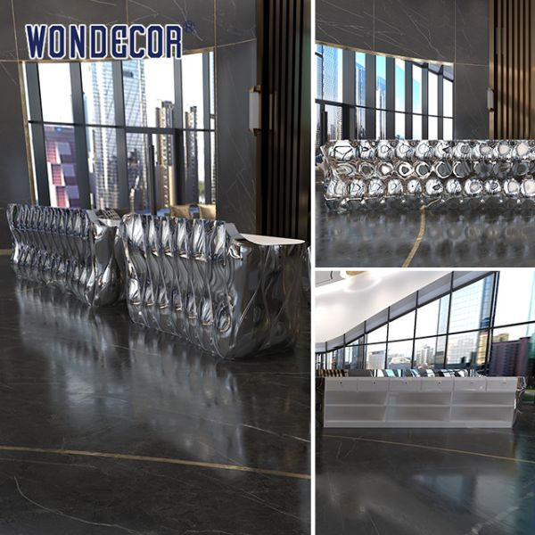 Приемный стол из нержавеющей стали в форме лепестков металлического искусства