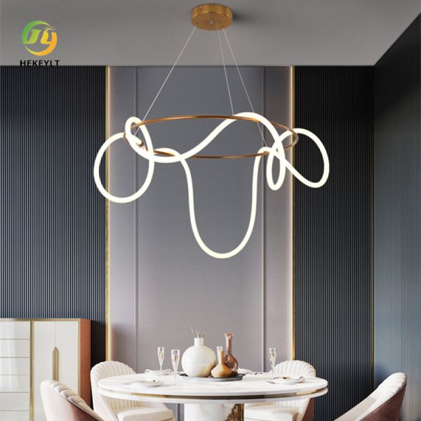 Геометрический бронзовый роскошный современный верхний сегмент комнаты прожития света кольца творческий